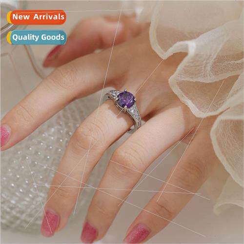 Europe nd simple a violet oval zirconia ring female