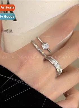 circle zirconia metal open ring female ins niche index finge