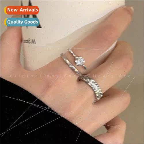 circle zirconia metal open ring female ins niche index finge