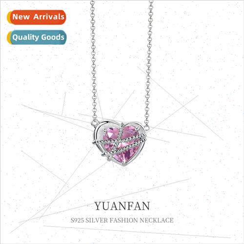 S925 silver bundle heart necklace female niche ins crystal g
