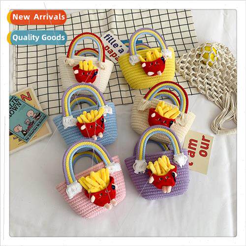 Summer New Rainbow Straw French Fries Tote ins Cute Phone Ba