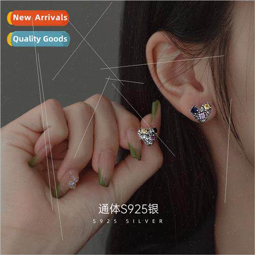 S925 silver meteore earrings female irregular love heart geo