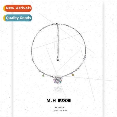 Europe colored diamonds necklace female collarbone chain vin