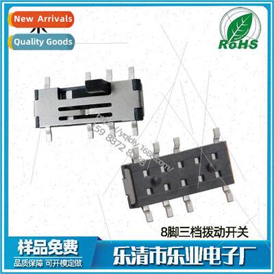 Horizontal 8-pin 3-posion Slide Swch 2P3T Vertical SMD 3-pos