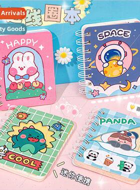 Cartoon window coil notebook students mini portable horizont