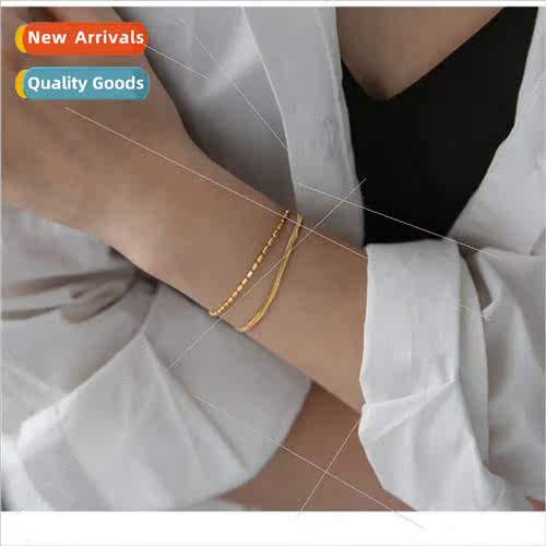 Europe simple fashion gold-plated color tanium steel double