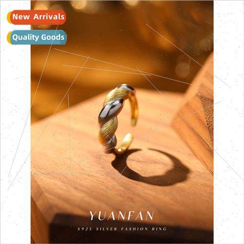 s925 silver vintage brushed twist ring women Italian finger