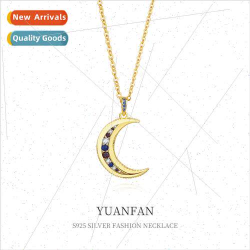 925 silver moon necklace women niche Europe ins zirconia col