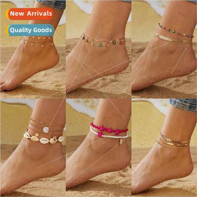 Europe new summer beach vacation anklet female bohemian rice