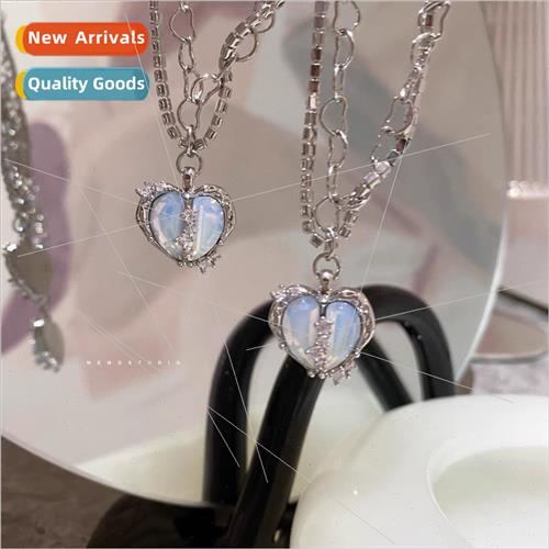 Spl Heart Multi-Layer Sparkling Diamond Zirconia Necklace Mi