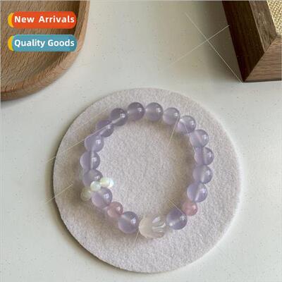 Natural Violet Chalcedony Lychee Jelly Agate Rabbit Pink Cry