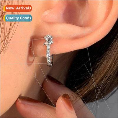 French Romantic Glter Diamonds Rose Earrings Vine Flower Ear