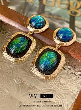 925 silver pin circle square earrings lerary vintage niche e