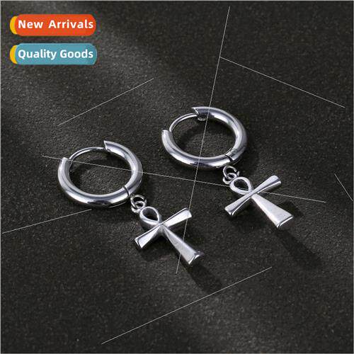 Tanium Steel Stud Earrings Drop Earrings Cross Europe Earrin