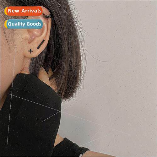 Geometric a cross ear bone studs cool handsome students dark