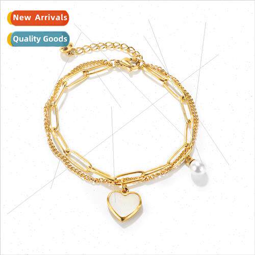 che Double Layer Hundred Heart Pearl Stainless Steel Bracele