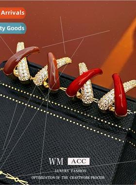 silver Pin Zirconia Cross Drip Earrings Small Delicate Earri