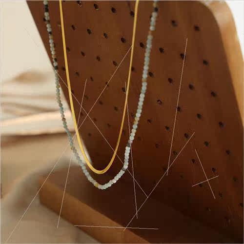 Tanium steel gold plated snake bone chain natural stone hand