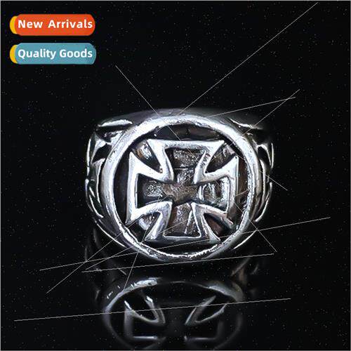 Europe Cross Alloy Ring Men Vintage Aged Opening Adjustable