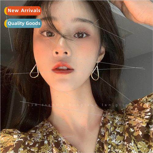 Golden zirconia drop earrings female spring sense hundred wh