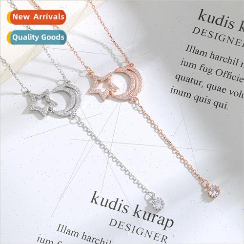 Europe popular OL fashion short star moon necklace female hu