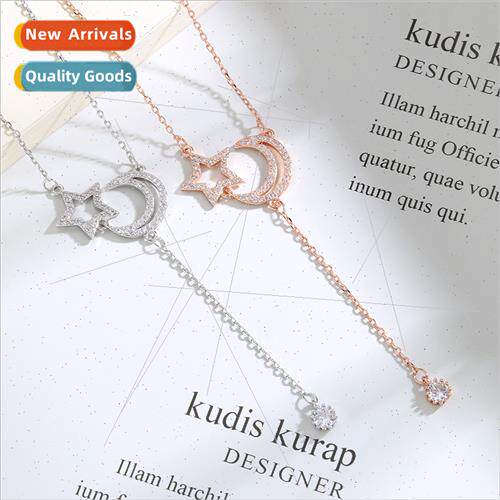 Europe popular OL fashion short star moon necklace female hu