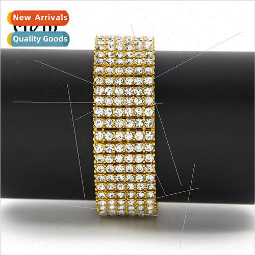 Rock Hip Hop 6 Rows Diamond Alloy Bracelet Men che Fashion A