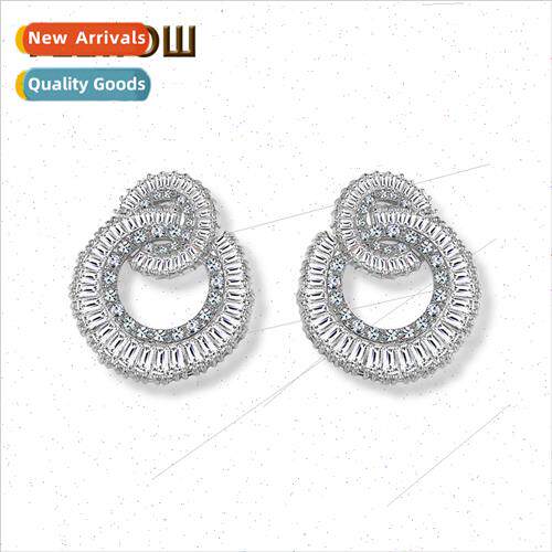 Double Loop Zirconia Earrings Europe xury AAA Zirconia Cryst