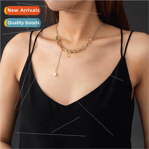Jewelry U Shape Chain Lock Shape ngle Layer Necklace mple Na