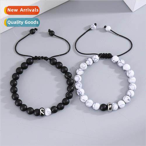 stainless steel Heart Whe Pine Black Frosted Beaded Couple B