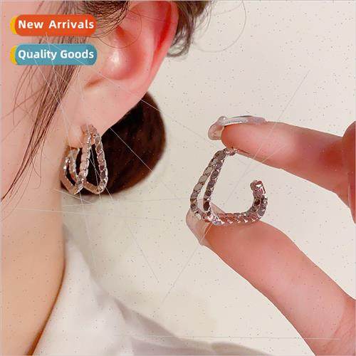 s925 silver pin niche geometric triangle metal earrings fema