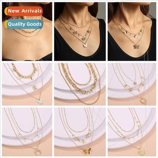 Multi Necklace Vintage Neckl Layer Tassel Butterfly Pendant