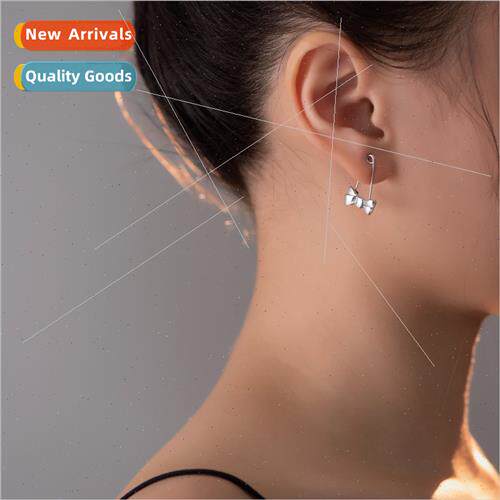 Copper plated ins French niche bow back pin earrings ear bon