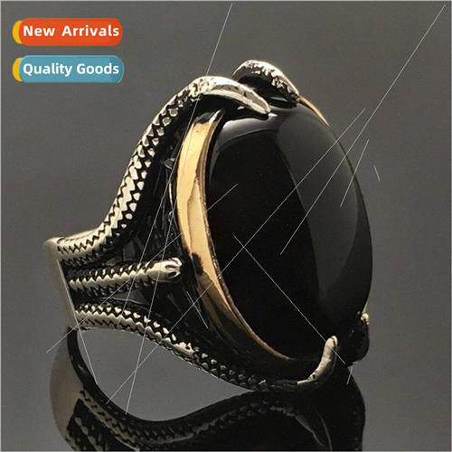 Black Zirconia Ring Europe Men Eagle Claw Two Tone Ring