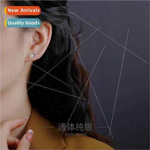 S925 silver Korea Mori pearl butterfly earrings female earri