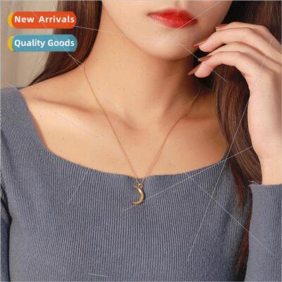 s925 silver niche glossy moon necklace fashion crescent moon