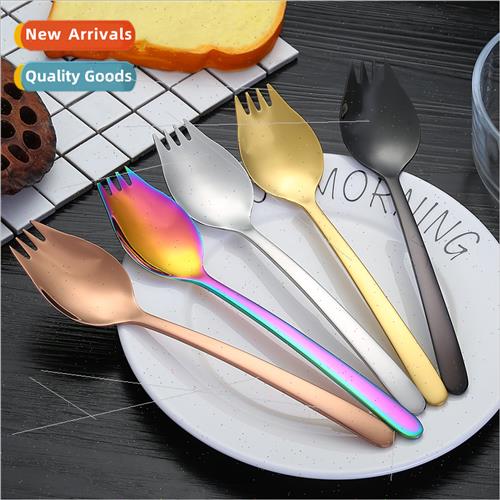 304 k spoon all in one creative tanium-plated k spoon dinner - 实物图