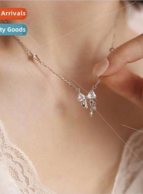 New Bow Necklace Women Summer che Super Shiny Diamond Encrus