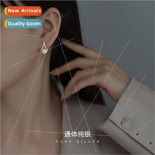 S925 silver Koreasimple pearl earrings 2021 new wave earring