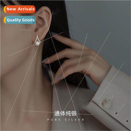 S925 silver Koreasimple pearl earrings 2021 new wave earring