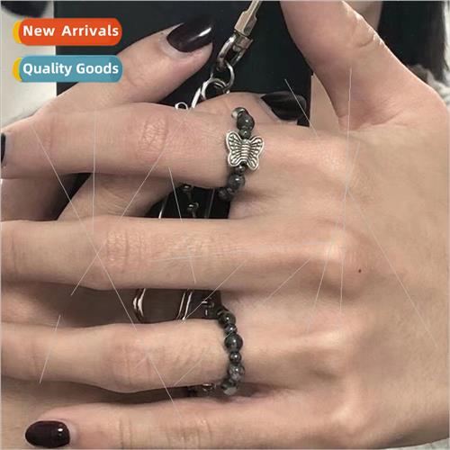 Diablo handmade butterfly beaded stacking ring vintage sweet