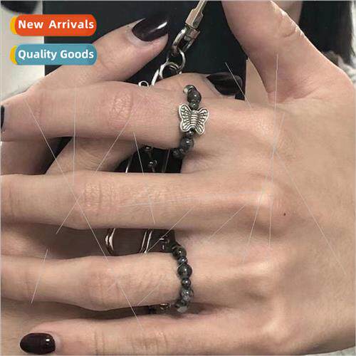 Diablo handmade butterfly beaded stacking ring vintage sweet