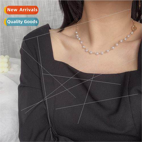 New pearl ring clasp collarbone chain pearl pendant neck cha