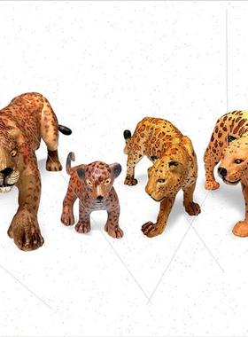 Solid static cheetah family miniature landscape sandbox scen