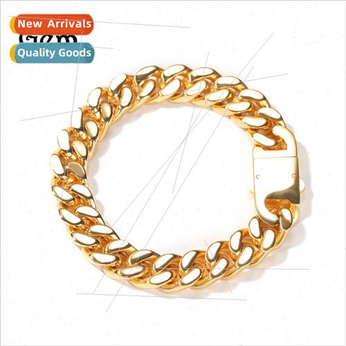 Ins tide hip-hop glossy Cuban chain bracelet men simple fash