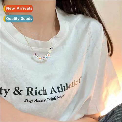 new tide colorful flowers tampering beads necklace ins fresh