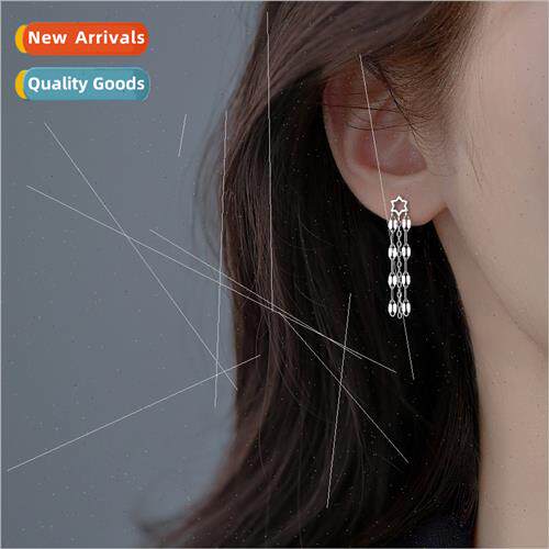 Long pentagram star tassel earrings female Europe bungee cha