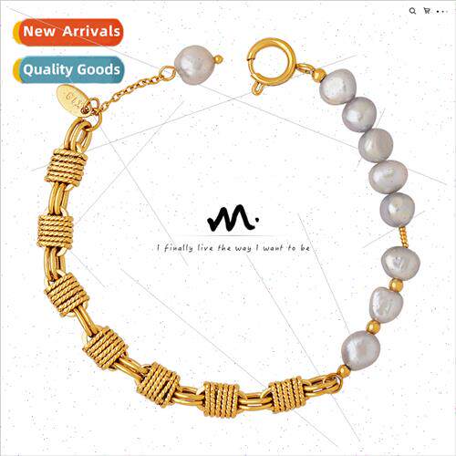 Hip hop no color loss Europe ins copper chain wh gray bracel