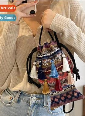 Art ethnic tassel bag 2023 spring summer new shoulder crossb