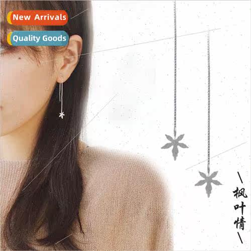 Long leaf earrings female simple student lerary Korea maple